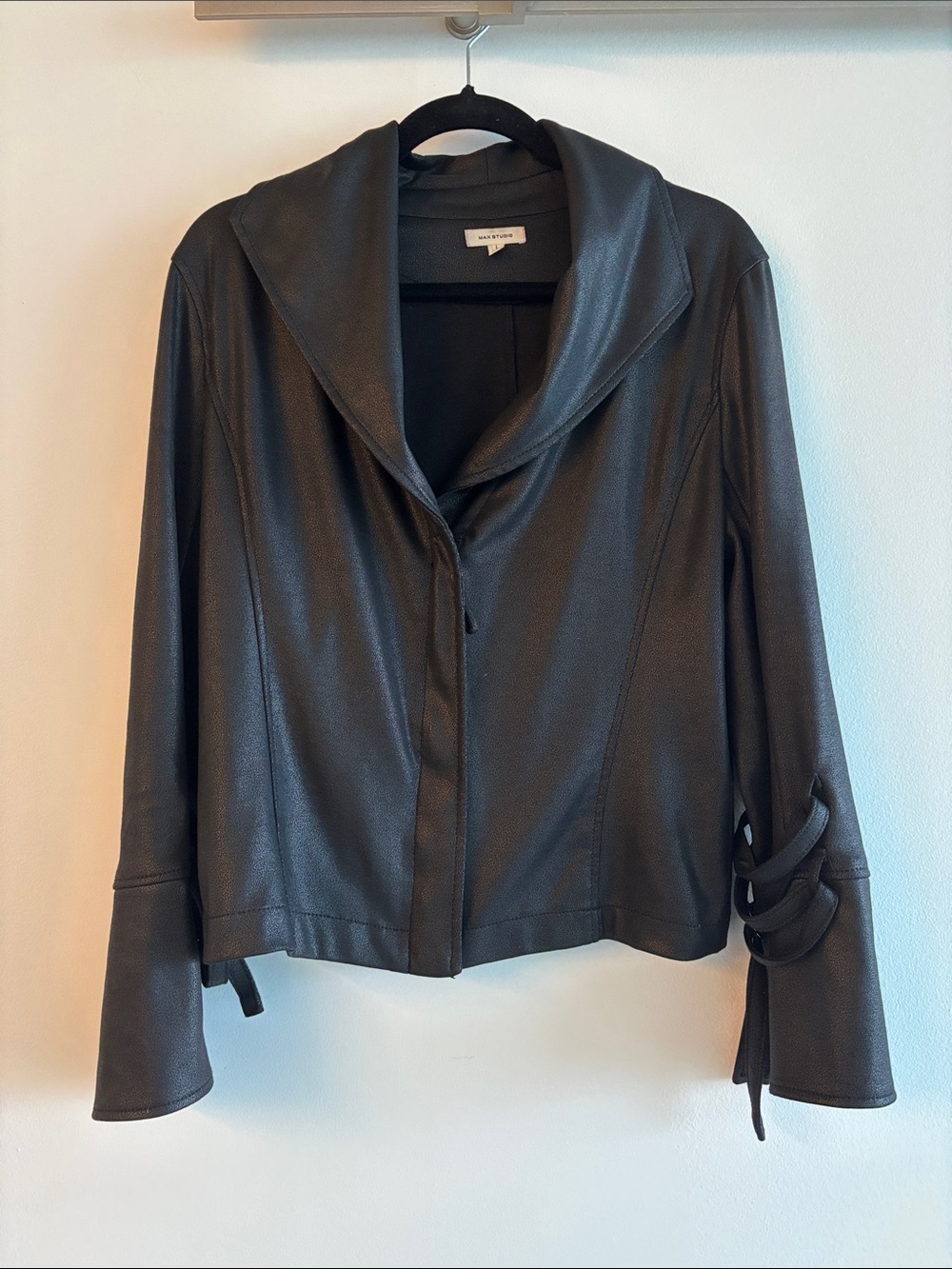 Max Studio Black Sheen Motto Style Jacket